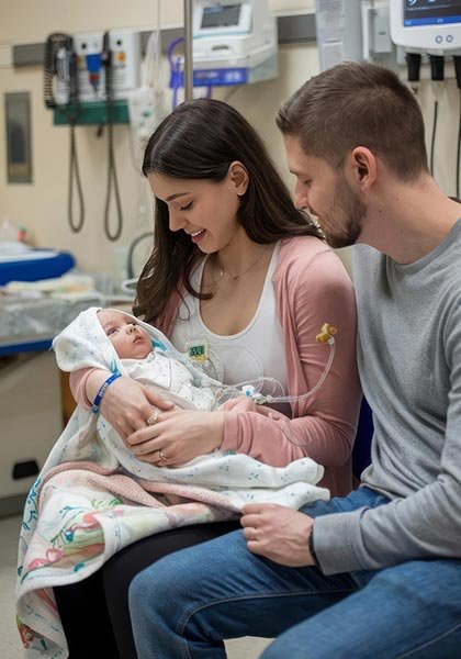 Happy family with newborn baby